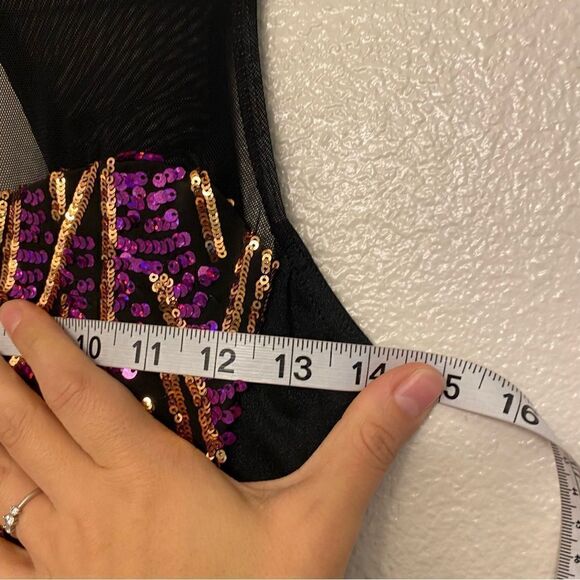 Weissman Dance costume dress black purple sequin Check Me Out 12418 child LC - Picture 5 of 10